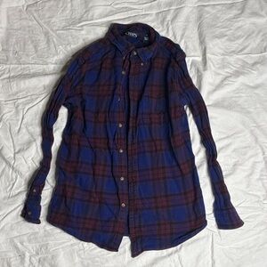 Chaps Men's Button Down Shirt in Blue and Burgundy